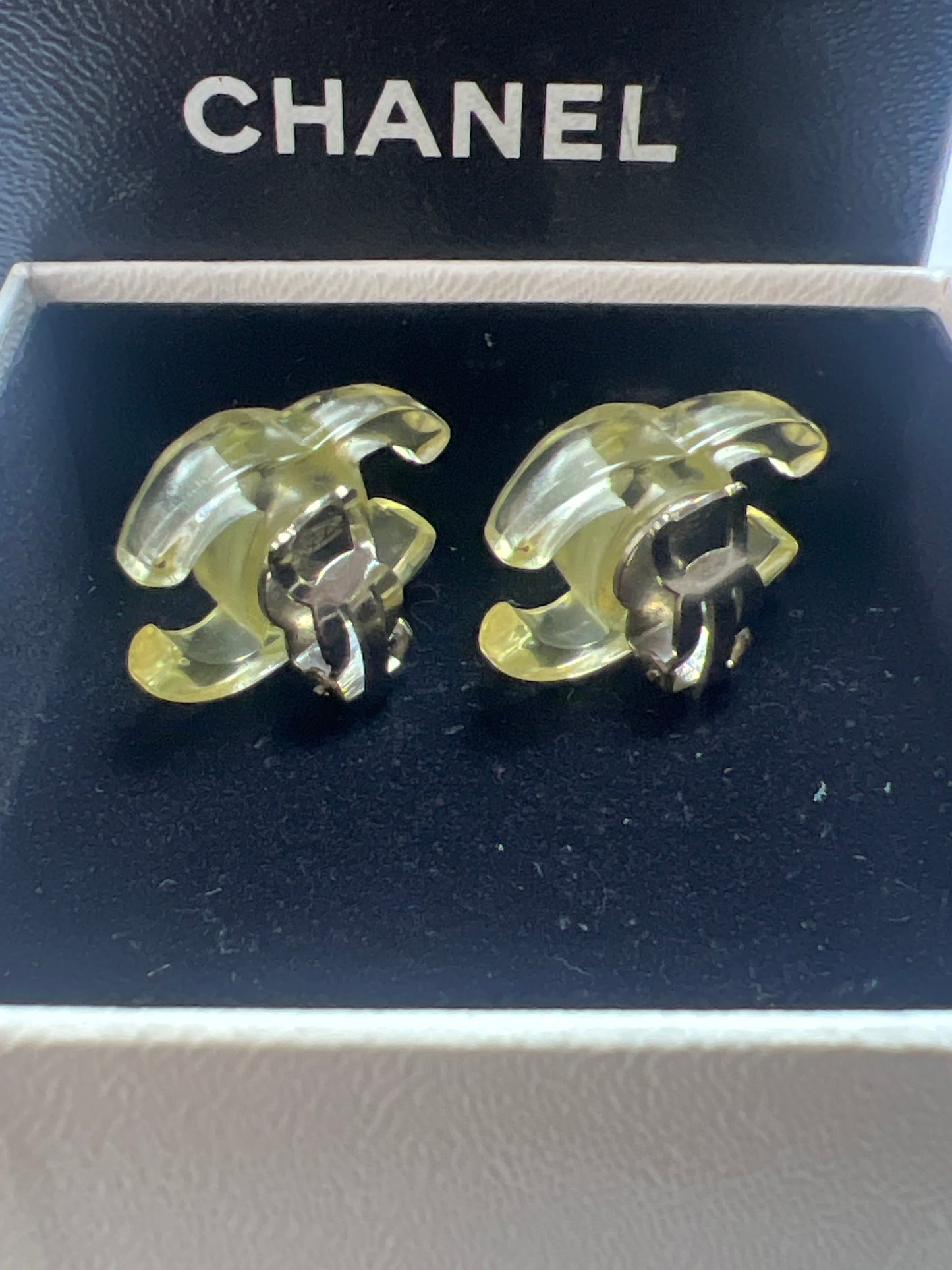 Chanel Transparent Plastic Clip-On CC Logo Earrings — 2002 Spring Collection