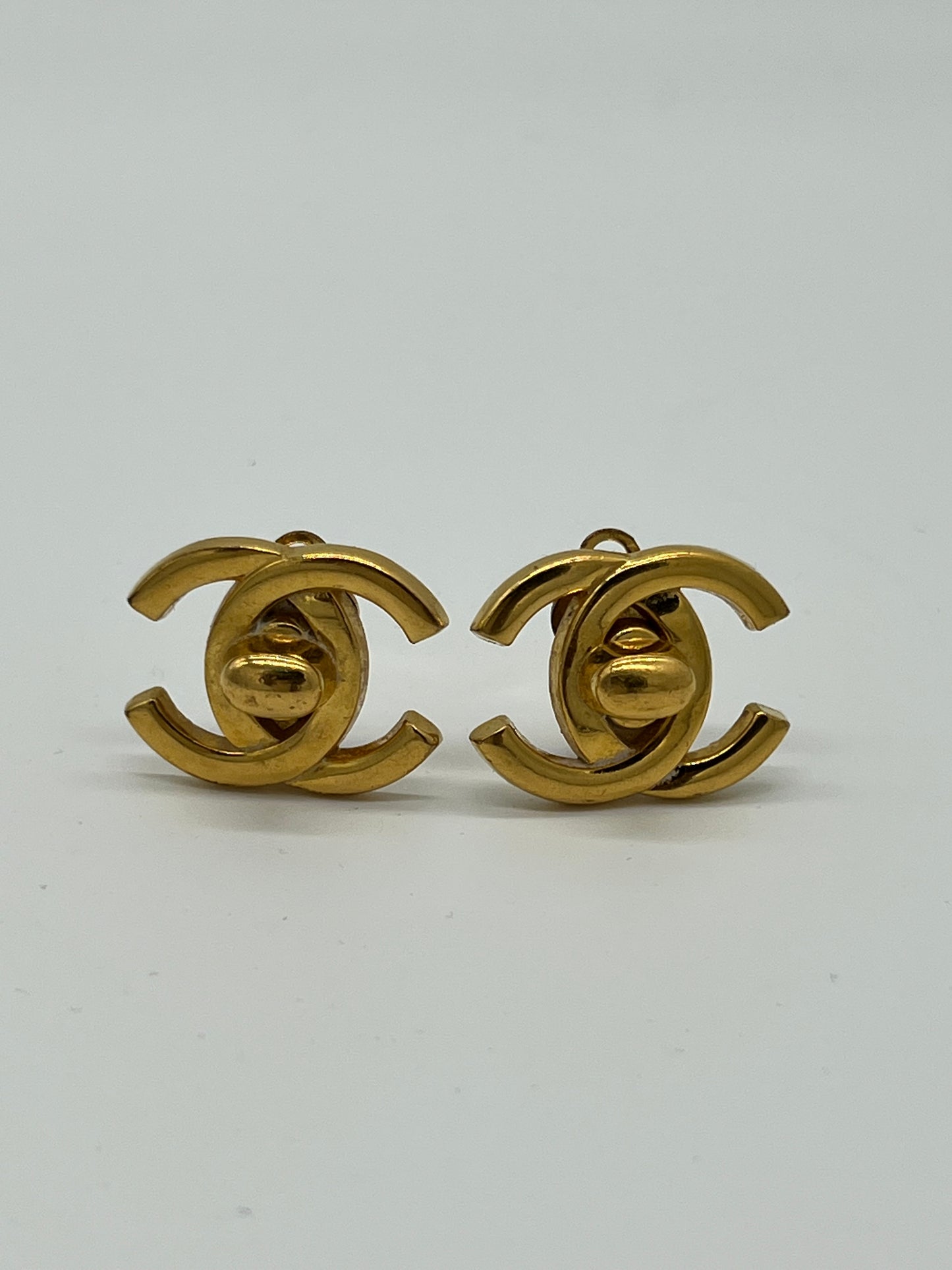 Vintage Chanel CC Turn-Lock Clip-On Earrings (Circa 1995)