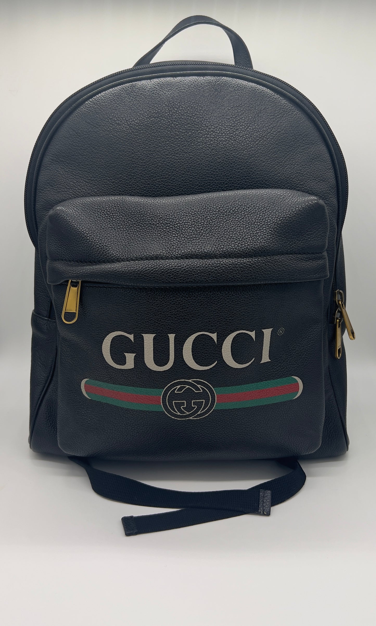 GUCCI BLACK LEATHER BACKPACK