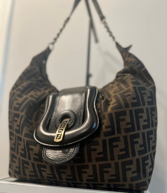 FENDI ZUCCA PRINT CANVAS BORSA B HOBO BAG