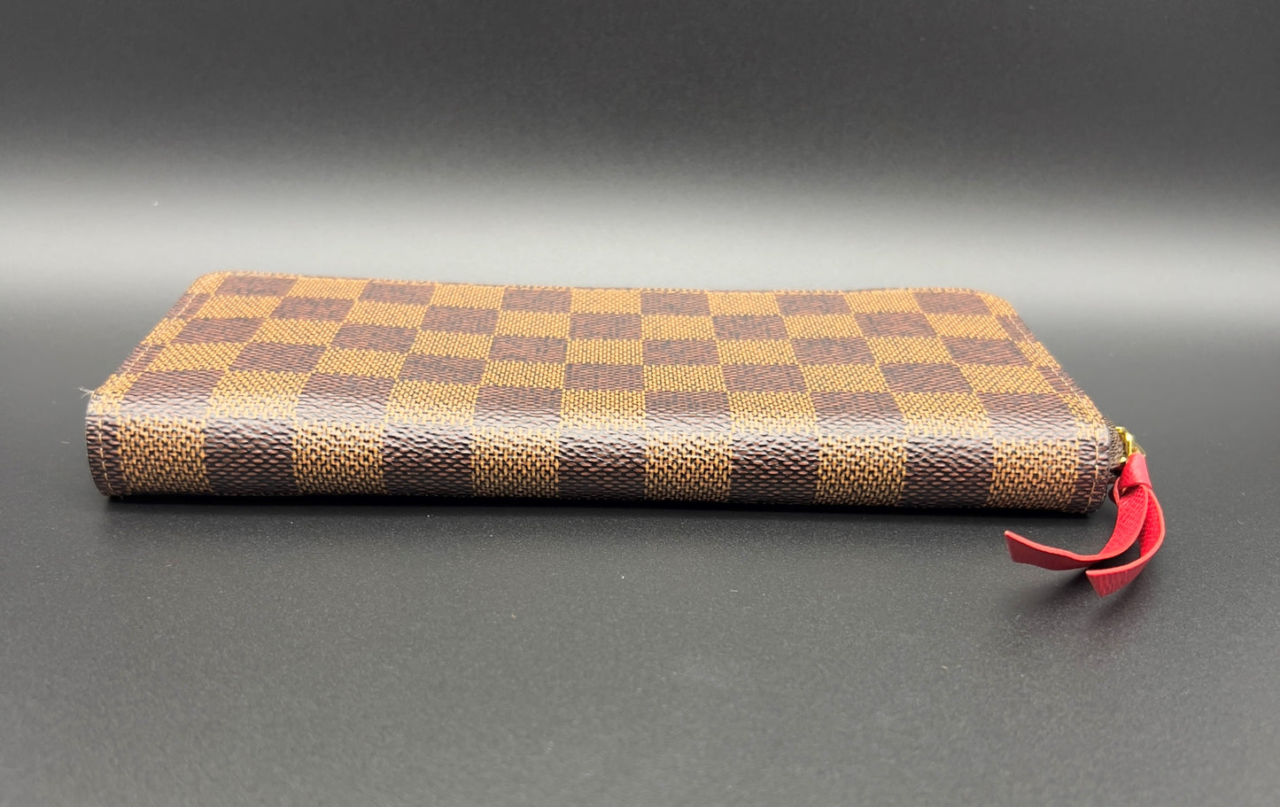 LOUIS VUITTON CLEMENCE WALLET DAMIER EBENE W/ CHERRY INTERIOR