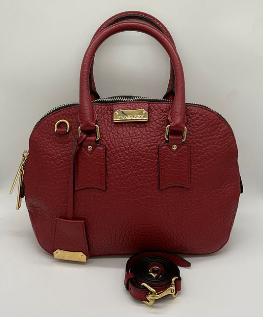 BURBERRY DARK RED LEATHER SMALL ORCHARD BOWLING BAG CROSSBODY