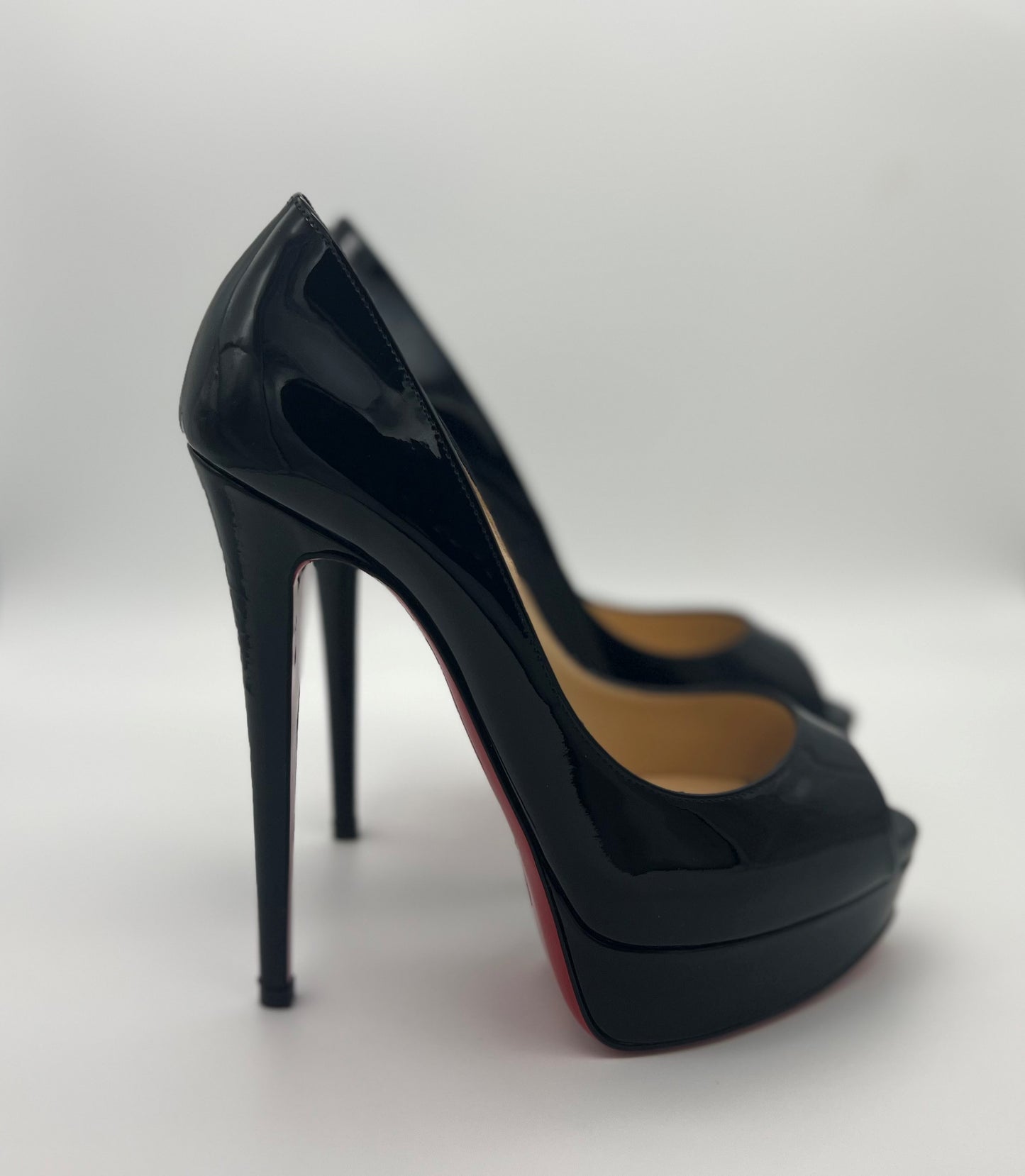 CHRISTIAN LOUBOUTIN LADY PEEP HEELS SIZE 37