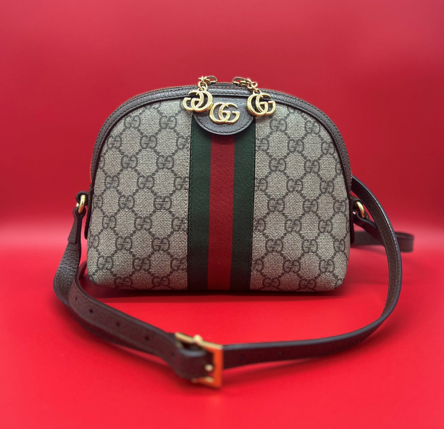 GUCCI OPHIDIA GG SUPREME SMALL SHOULDER BAG DOME SHAPE