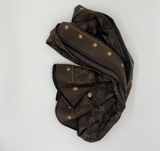 LOUIS VUITTON MONOGRAM NEW DENIM BANDANA SCARF EBENE