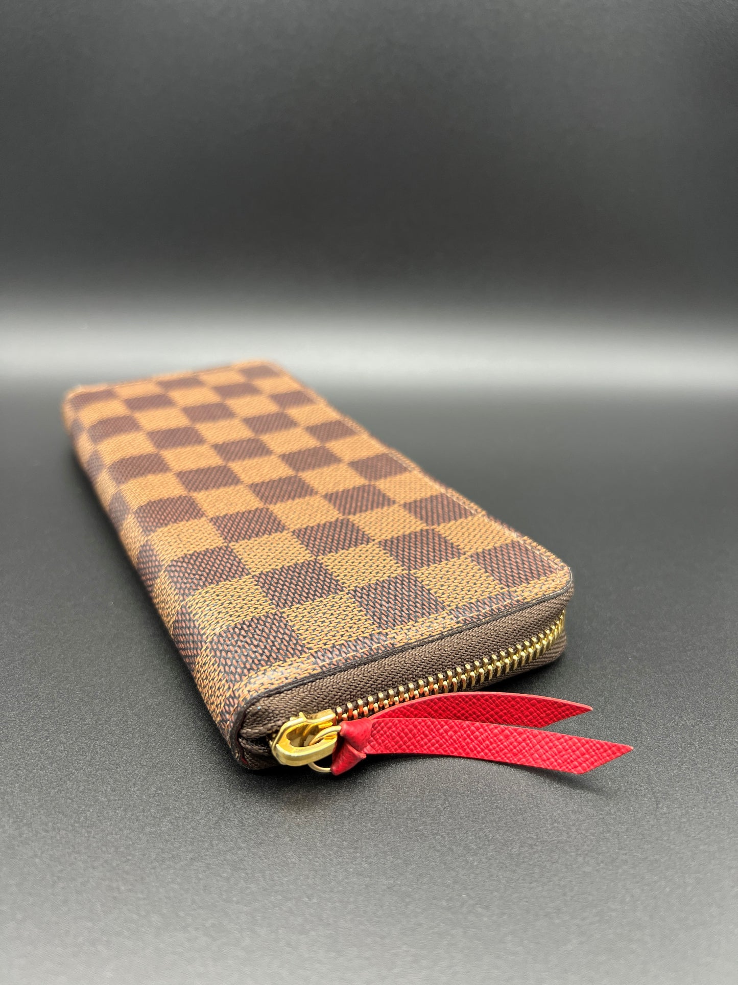 LOUIS VUITTON CLEMENCE WALLET DAMIER EBENE W/ CHERRY INTERIOR