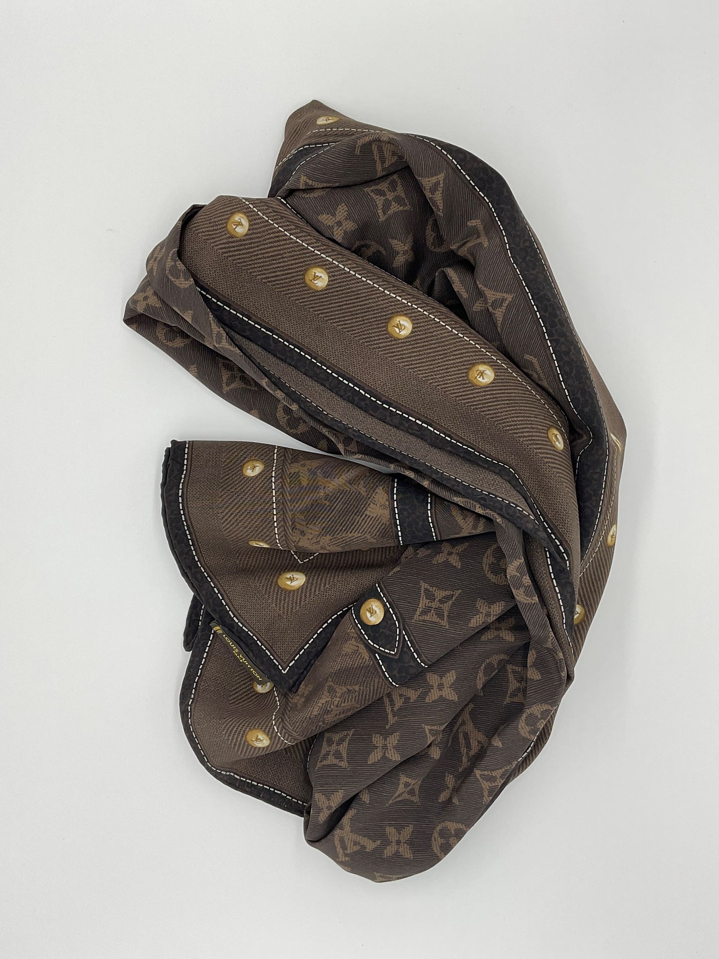 LOUIS VUITTON MONOGRAM NEW DENIM BANDANA SCARF EBENE