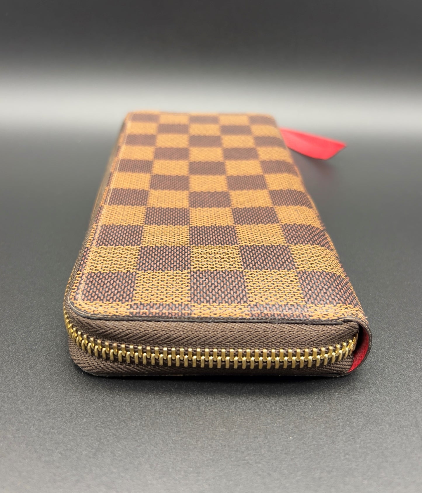 LOUIS VUITTON CLEMENCE WALLET DAMIER EBENE W/ CHERRY INTERIOR