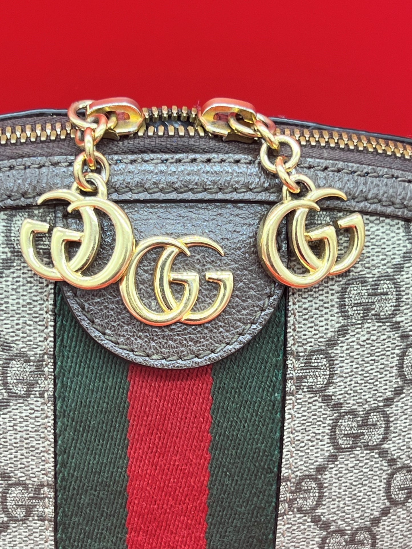 GUCCI OPHIDIA GG SUPREME SMALL SHOULDER BAG DOME SHAPE