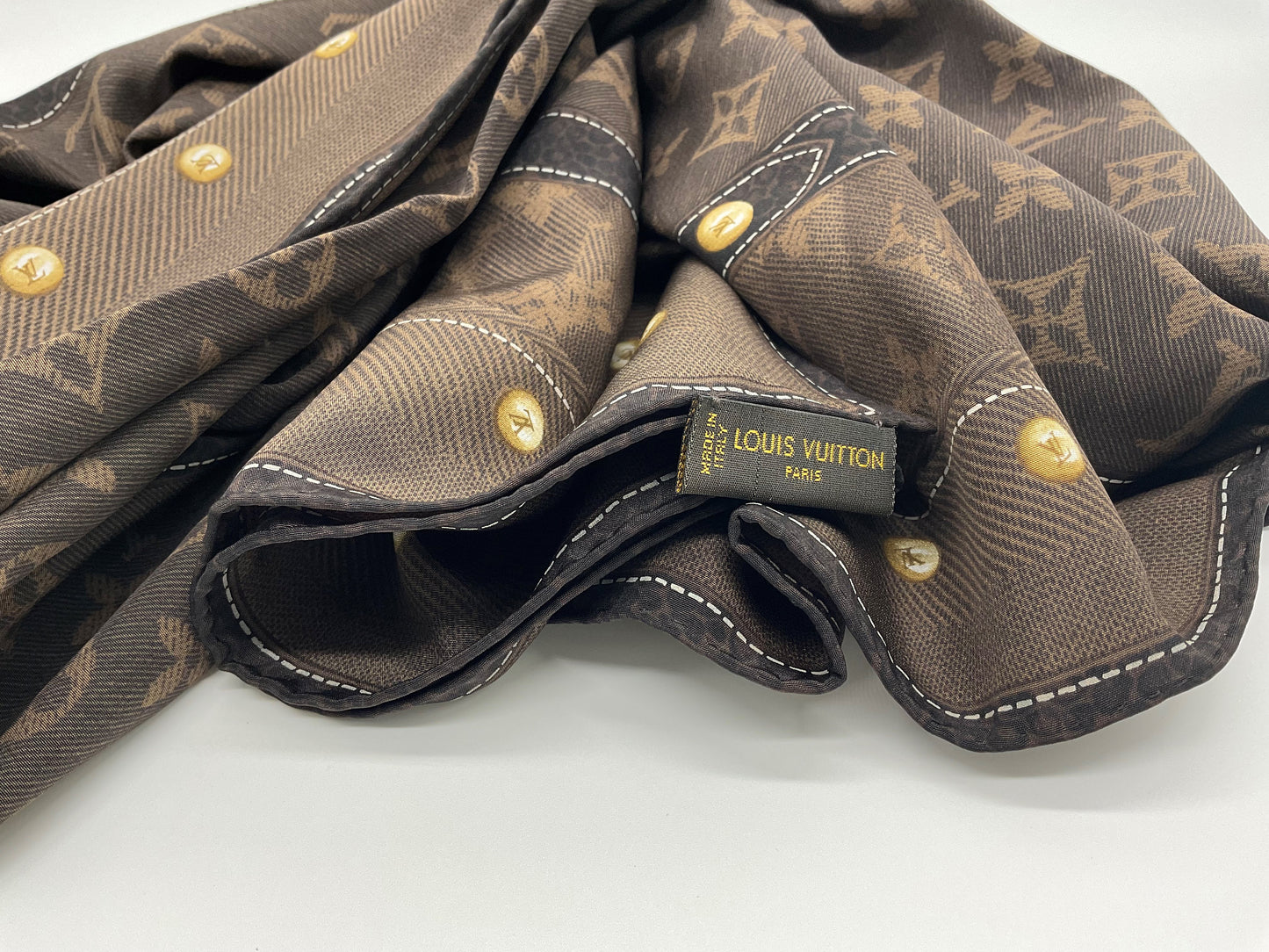 LOUIS VUITTON MONOGRAM NEW DENIM BANDANA SCARF EBENE