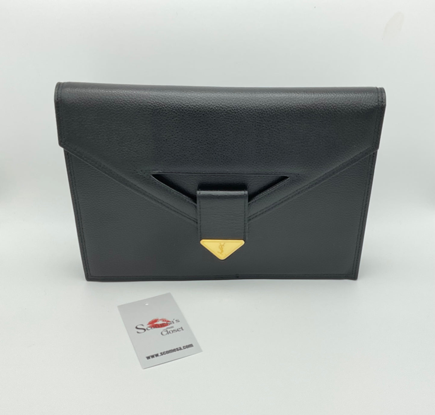 YVES SAINT LAURENT CLUTCH BLACK LEATHER