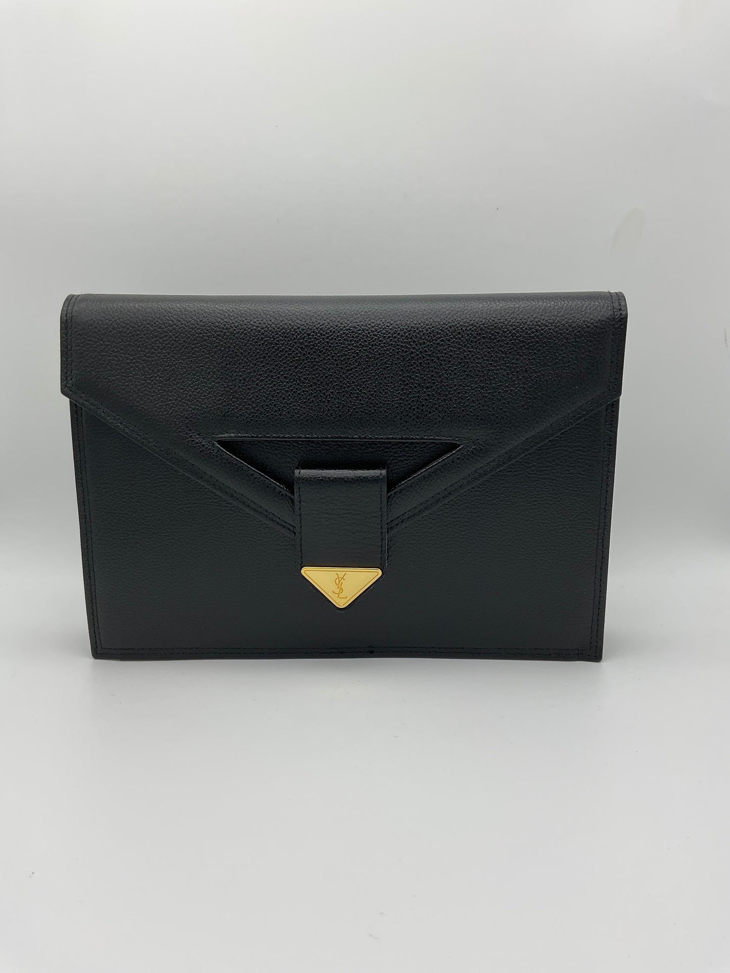 YVES SAINT LAURENT CLUTCH BLACK LEATHER