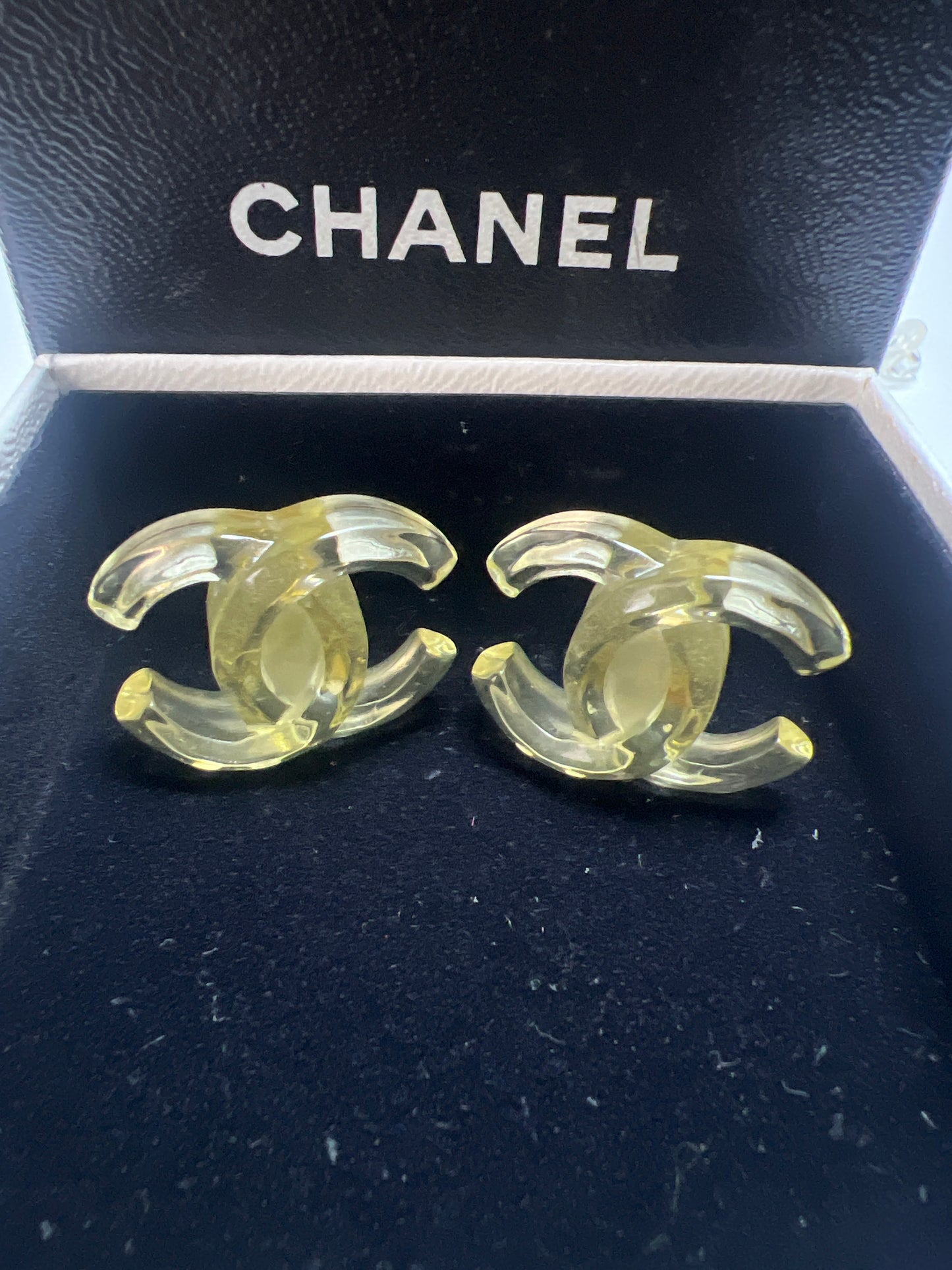 Chanel Transparent Plastic Clip-On CC Logo Earrings — 2002 Spring Collection