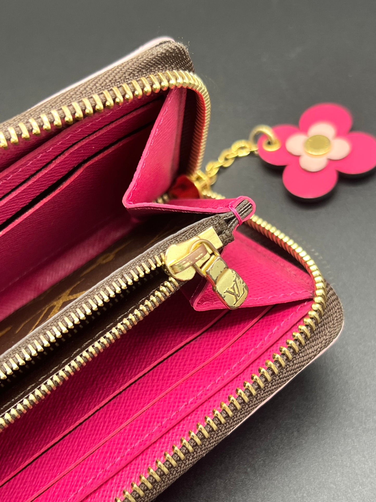 Louis Vuitton Clemence Limited Edition Blooming Flowers Wallet w/ Fuchsia Interior