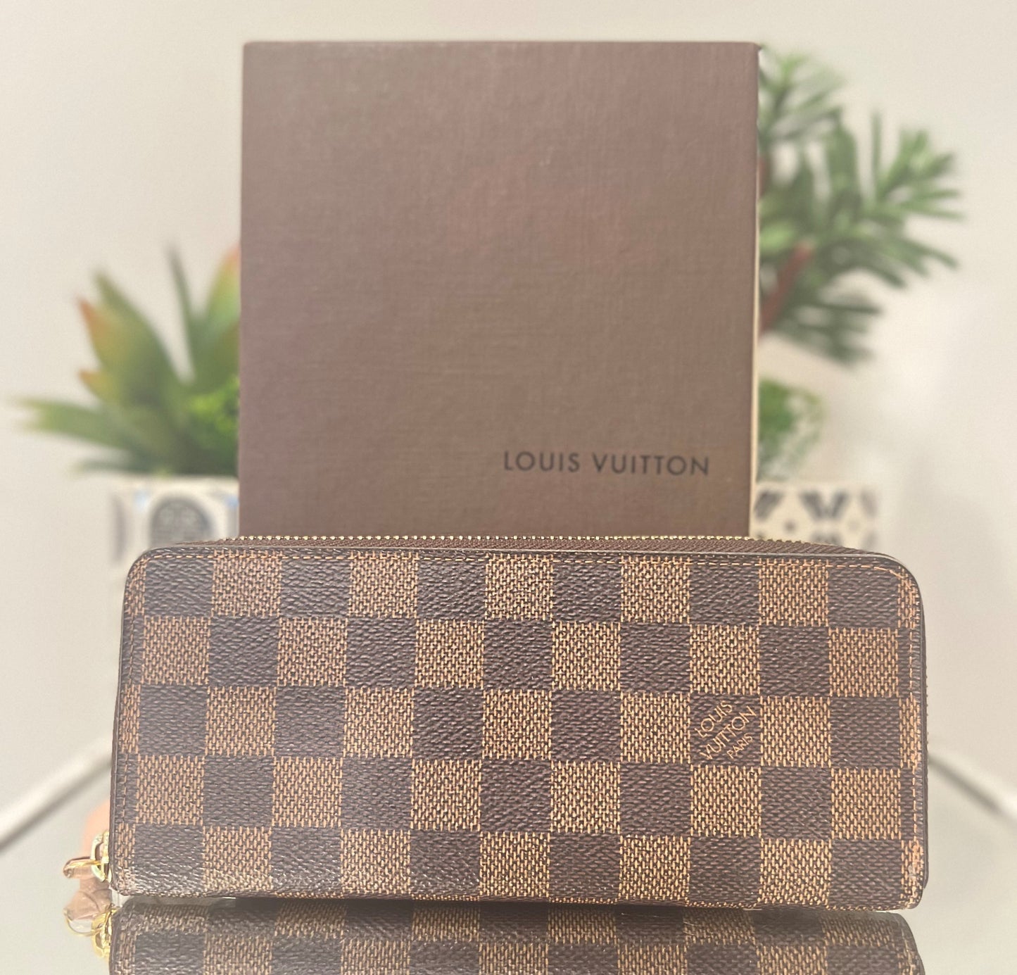 LOUIS VUITTON DAMIER EBENE CLEMENCE WALLET ROSE BALLERINE